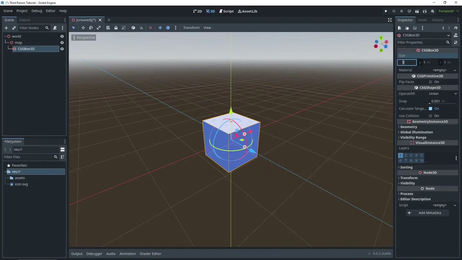 Пол 1000×1×1000 с Position Y = -0.5