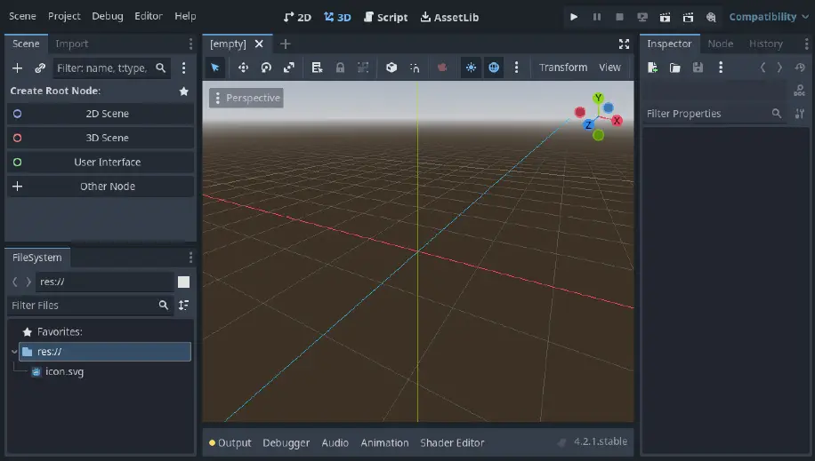 Окно редактора Godot