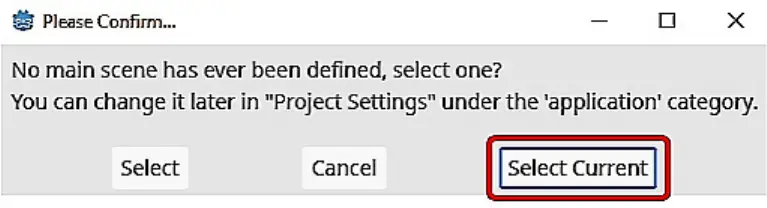 Окно выбора главной сцены